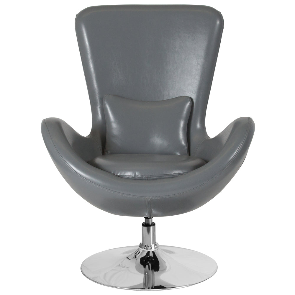 Image of Flash Furniture Egg Series Grey Leather Side Reception Chair