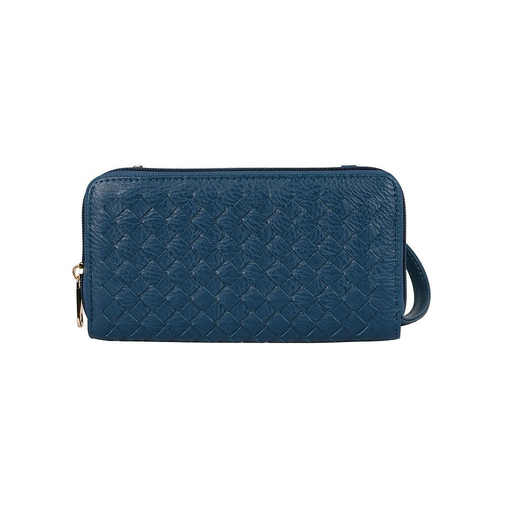 Image of Karla Hanson RFID Blocking Ellie Woven Crossbody Phone Wallet, Blue