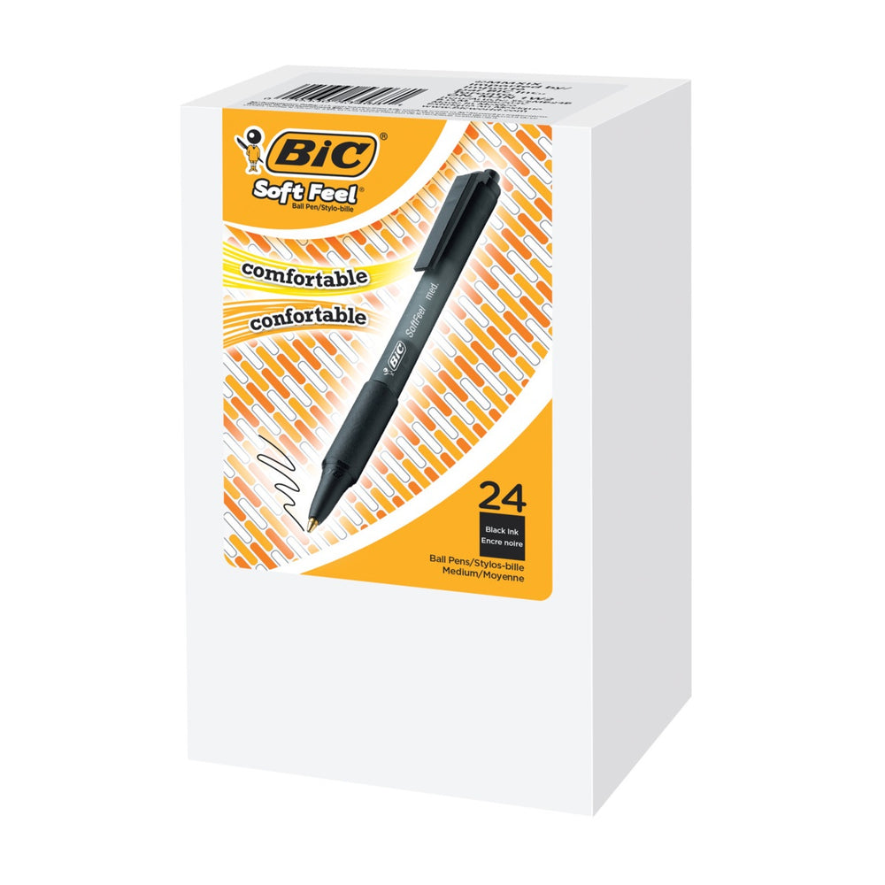 Image of BIC Soft Feel Retractable Ballpoint Pen - 1.0mm - Black - 24 Pack