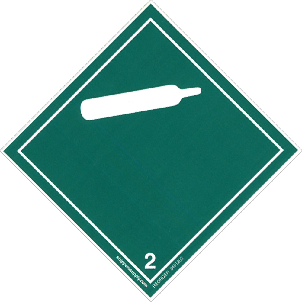 Image of SPC DG Label Class 2 Non Flam Gas - 4" x 4" - White on Green - 500 Pack