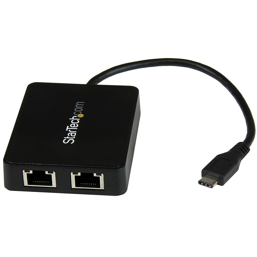 Image of StarTech USB-C to Dual Gigabit Ethernet Adapter with USB Port (US1GC301AU2R)