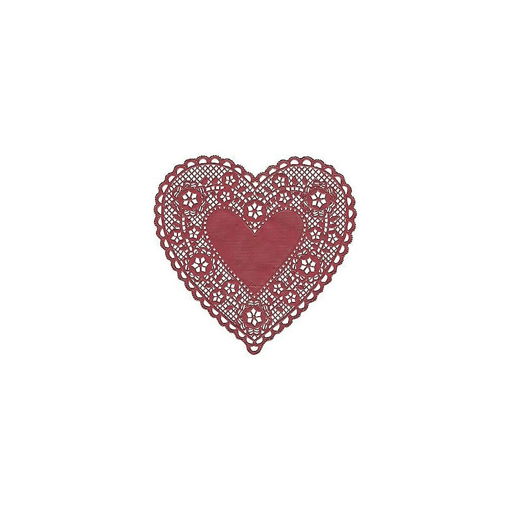 Image of Hygloss Heart Paper Lace Doilies, 6", Red, 300 Pack (HYG91064)