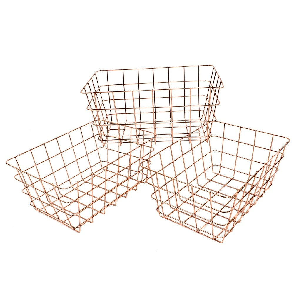 Image of Cathay Importers Copper Rect Wire Basket, Medium, 3 Pack
