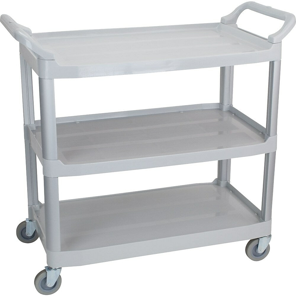 Image of Staples 3-Shelf Plastic Utility Cart with Wheels, Grey