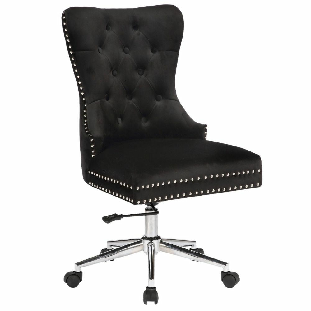 Image of Plata Import Boyel Upholstered Velvet Office Chair - Black