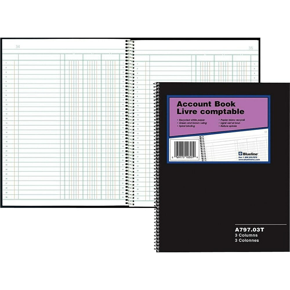 Blueline Account Book 3 Columns Black 10 1 4 X 8 100 Pages Staples Ca