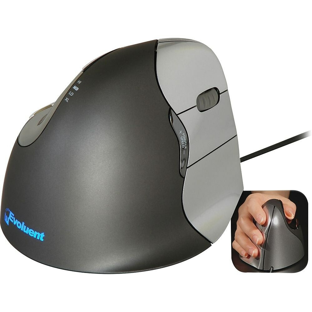 Image of Evoluent VM4R Vertical Mouse, Grey/Silver