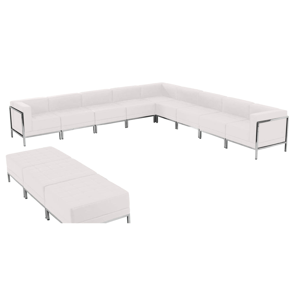 Image of Flash Furniture HERCULES Imagination Series Melrose LeatherSoft Sectional & Ottoman Set - 12 Pieces - White