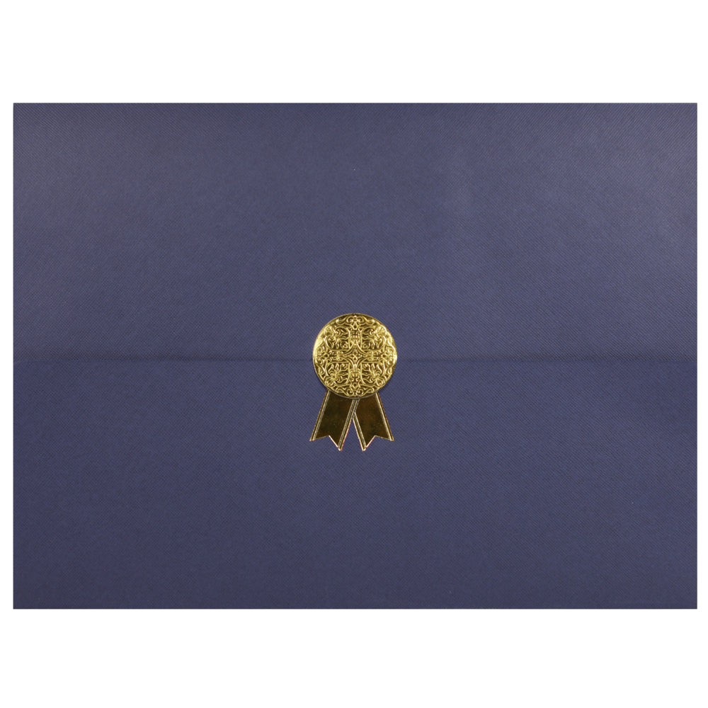 Image of St. James Document/Certificate Holders - Gold Award Seal with Gold Ribbon - Navy Blue - 5 Pack