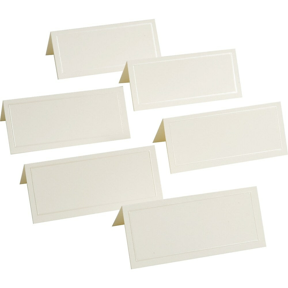 Image of Gartner Studios Placecards, 3-1/4" x 1-5/8", White with Ivory Pearl Border, 48 Pack