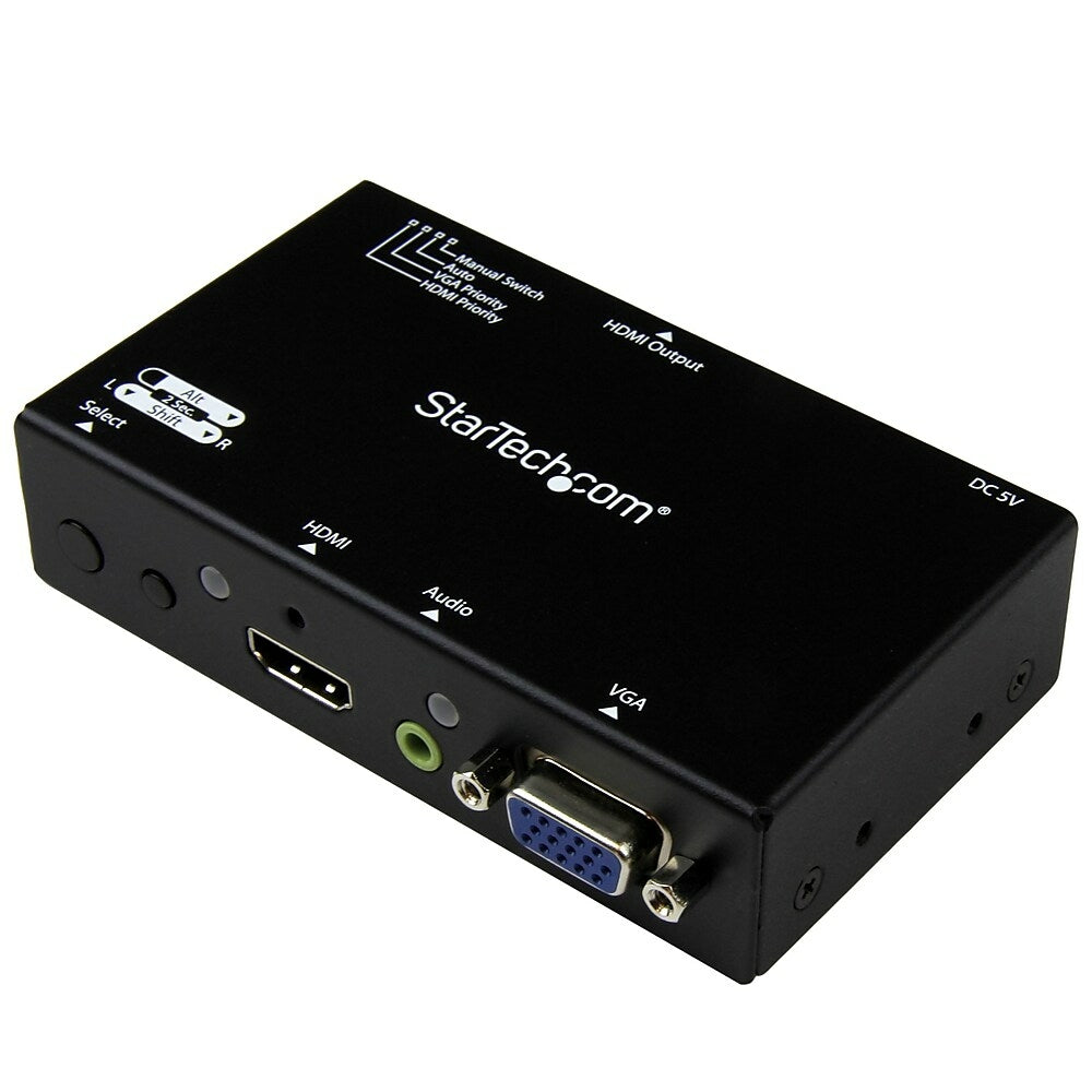 Image of StarTech 2X1 HDMI + VGA to HDMI Converter Switch with Automatic And Priority Switching, 1080P