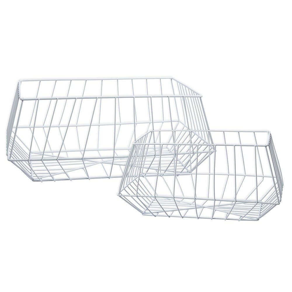 Image of Truu Design Trapezoid Wire Storage Basket, 16 x 8.75 inches, White