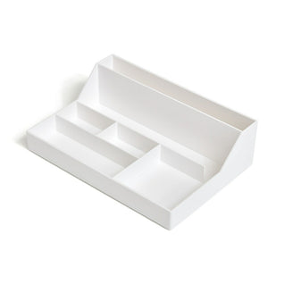 FEMELI Office Desk Organizer and Accessories, Acrylic Desk Organizer with 8  Compartments +1 Drawer(White)