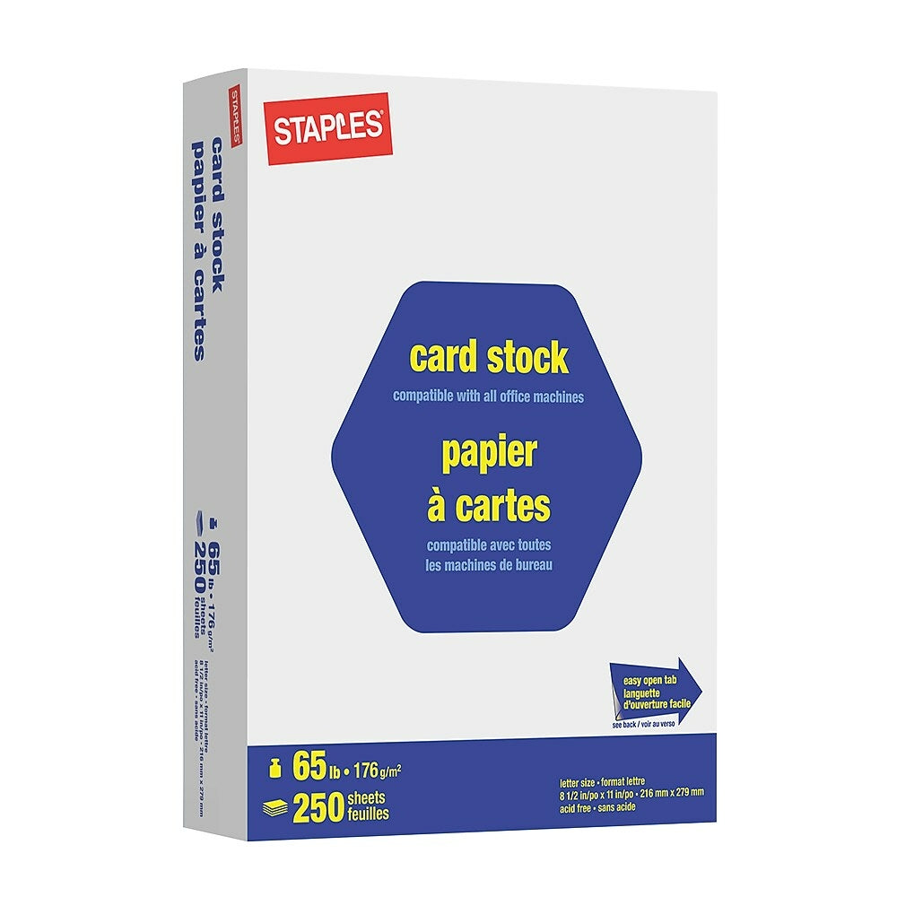 Image of Staples Card Stock - 8-1/2" x 11" - White - 250 Sheets, 250 Pack