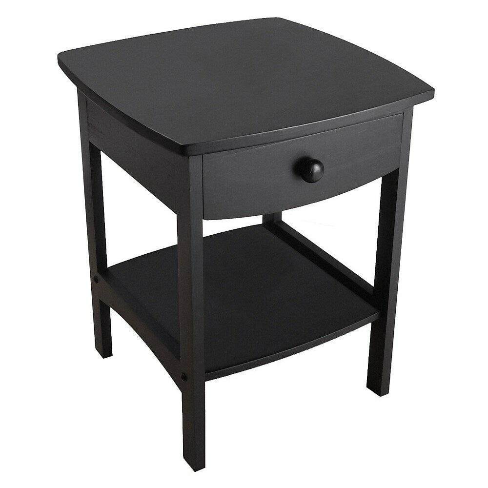 Image of Winsome Curved End/Night Table With Drawers, Black