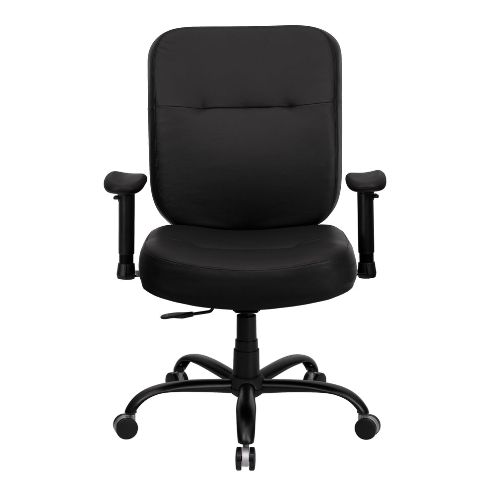 Image of Flash Furniture HERCULES Series Big & Tall Black Leather Executive Ergonomic Office Chair with Adjustable Arms