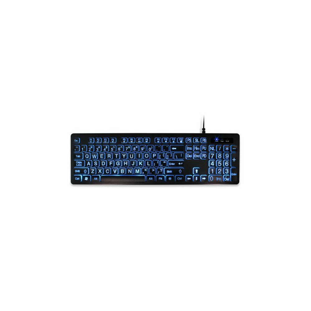 Image of Aluratek Large Print Tri-Colour USB LED Backlit Illuminated Keyboard, Black