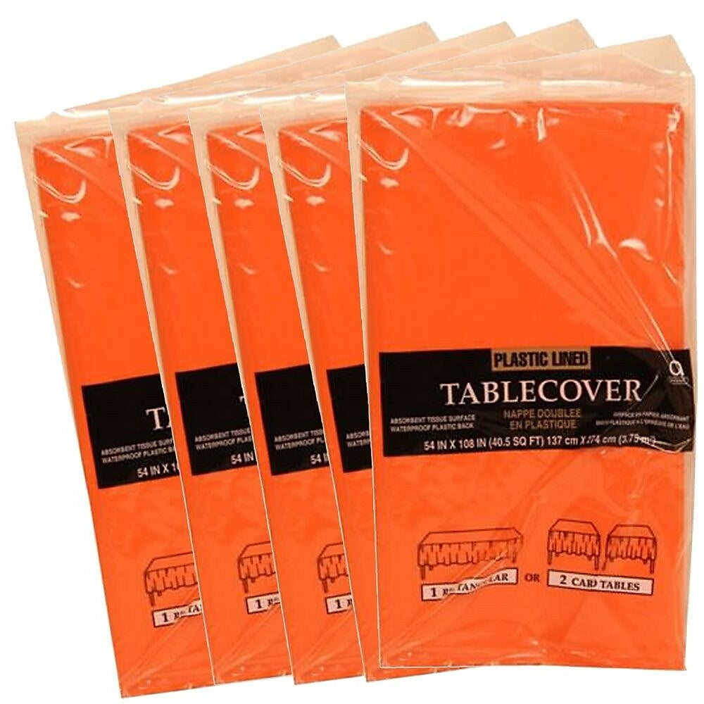 Image of JAM Paper Paper Table Covers, Orange Table Cloths, 5 Pack