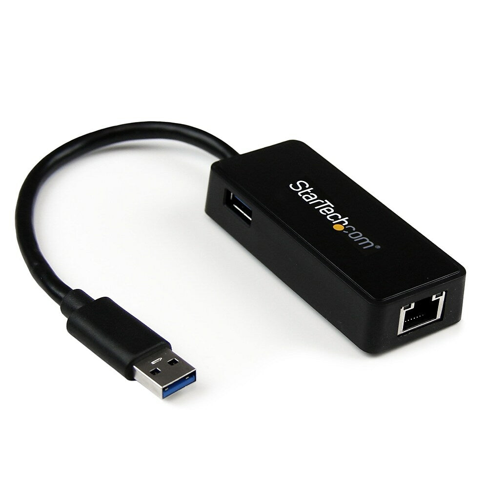 Image of Startech USB 3.0 to Gigabit Ethernet Adapter NIC with USB-Port, Black