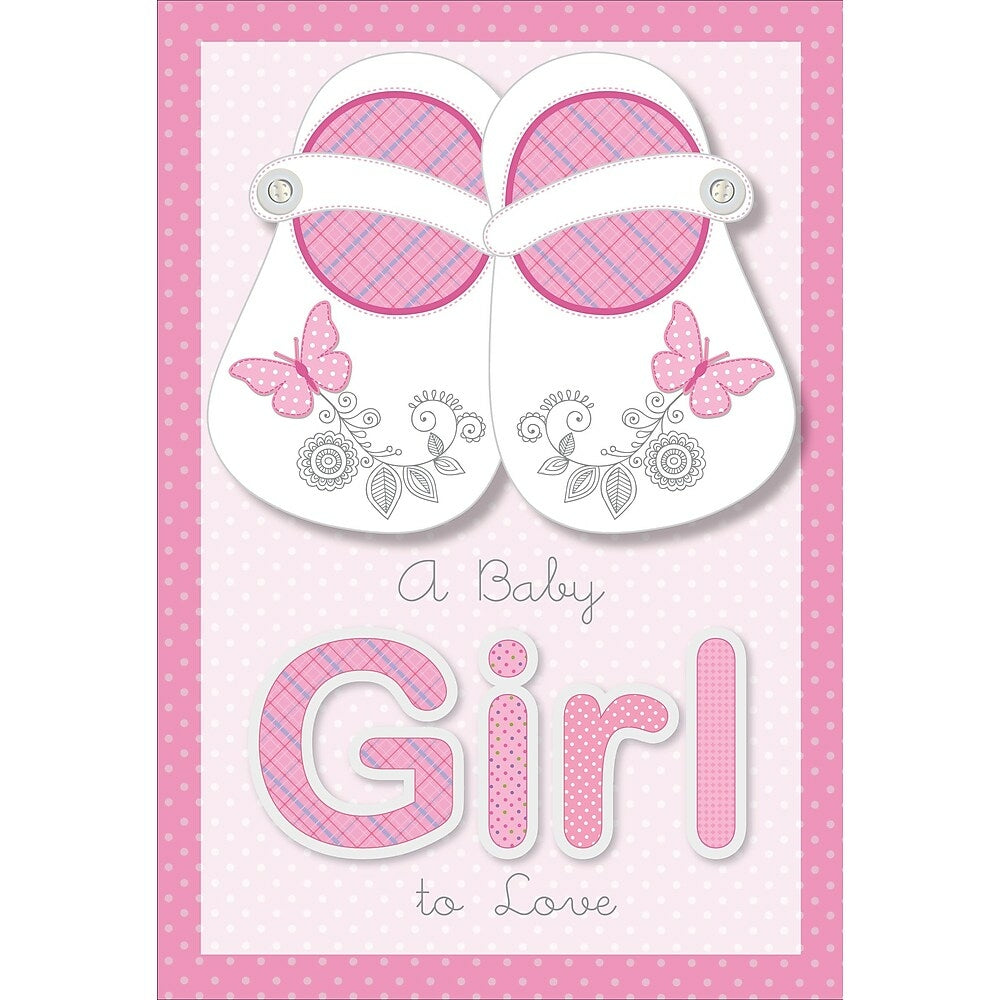 Image of Rosedale 5-1/2" x 8" Baby Girl Greeting Cards And Envelopes, 6 Pack (19674), Pink