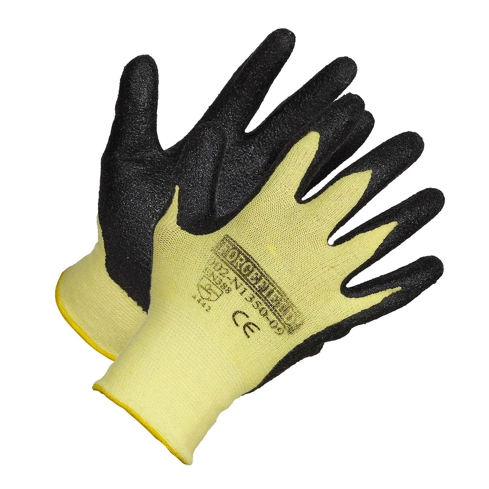 Image of Forcefield Cut Resistant Aramid Fiber Nitrile Palm Coated Gloves - Black - XL, Yellow