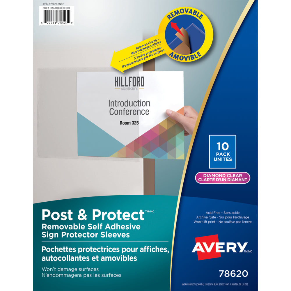 Image of Avery Removable Self Adhesive Display Protectors, Clear, Removable, 10 Pack, (78620)