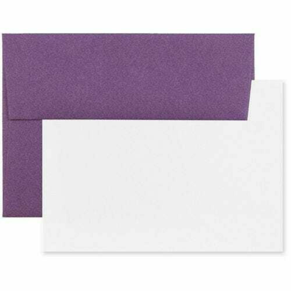 Image of JAM Paper Stationery Set - 25 White Cards and 25 A6 Envelopes - Dark Purple - set of 25