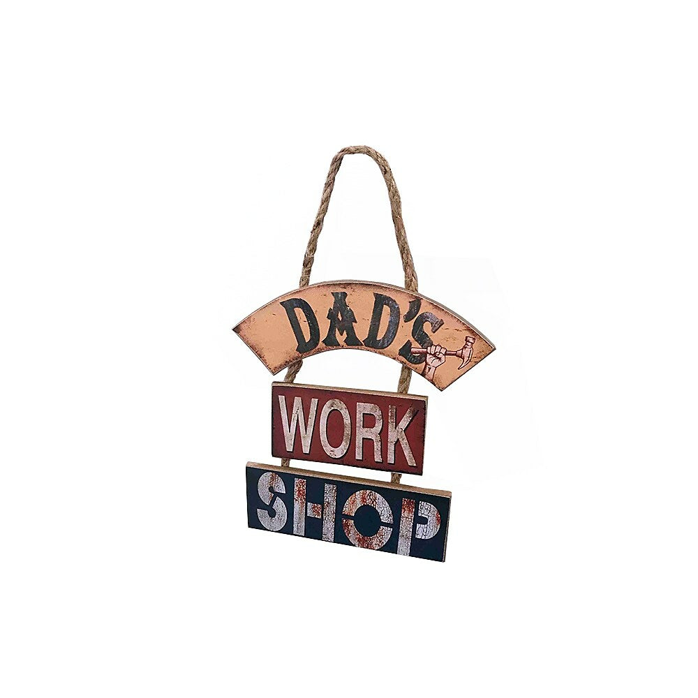 Image of Sign-A-Tology Dad's Workshop Vintage Wooden Sign - 8" x 3.5"