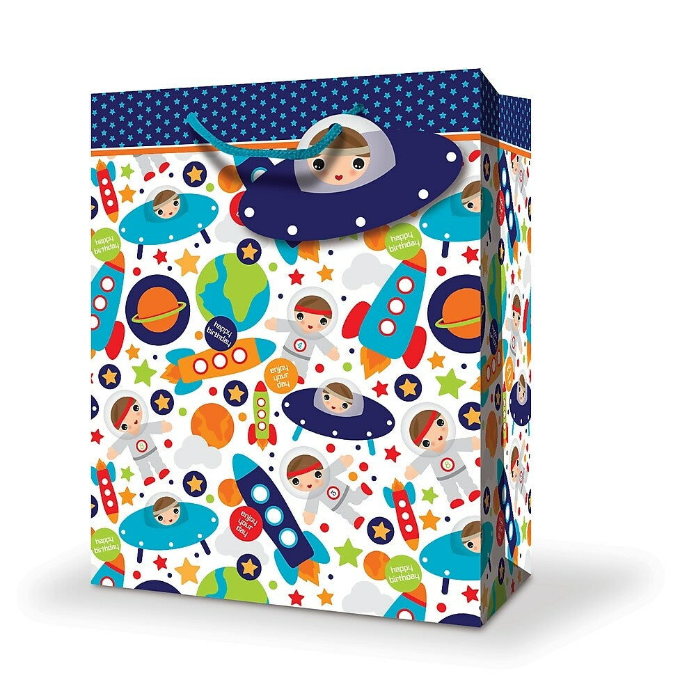 Image of Millbrook Studios Juvenile Gift Bags - Small - Outer Space - 12 Pack (47402)