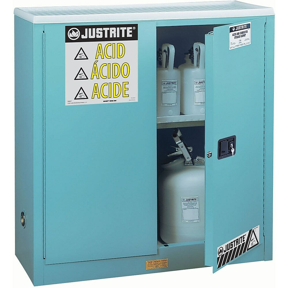 Image of Justrite Sure-Grip Ex Acid/Corrosive Storage Cabinets, 2 Doors, Manual, 43" x 18" x 44"
