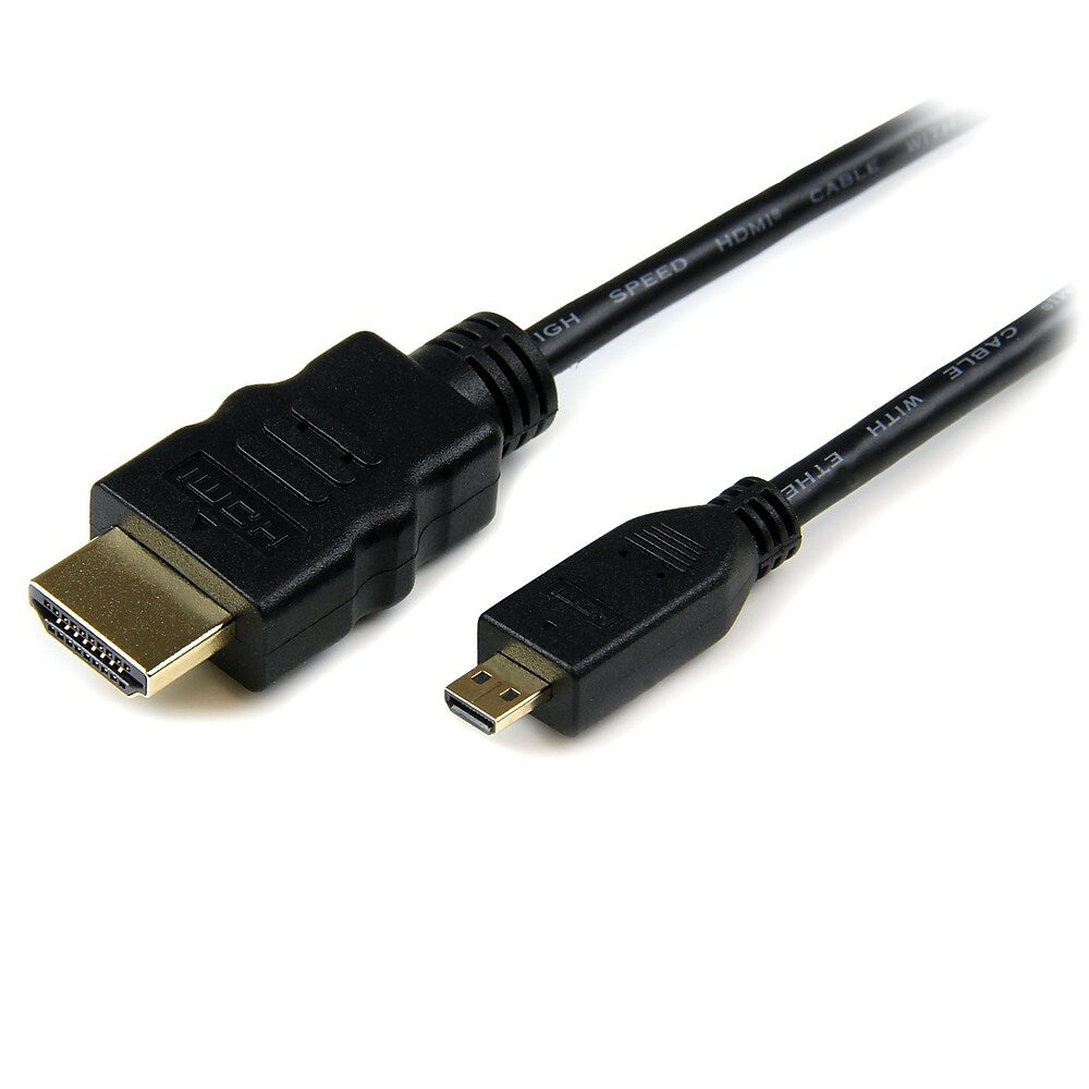 Image of StarTech High Speed HDMI Cable with Ethernet, HDMI to HDMI Micro, M/M, 3 Ft., Black