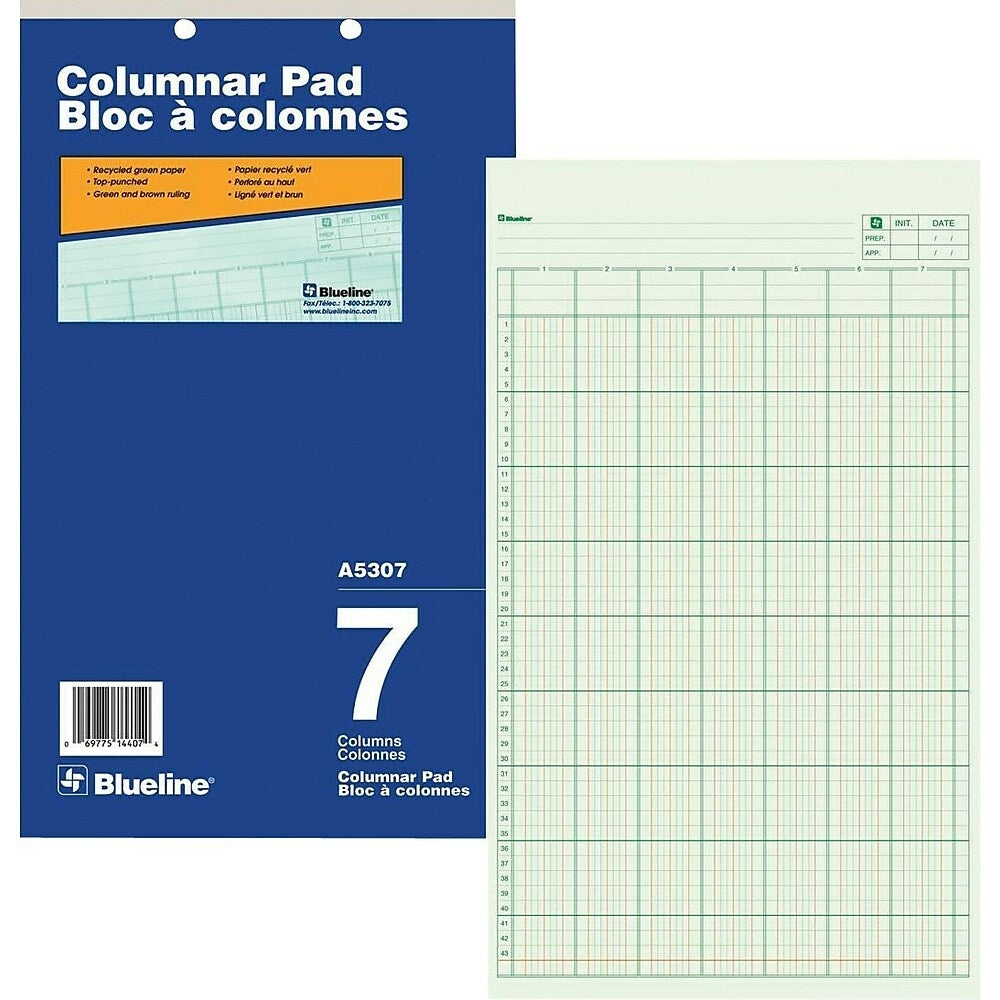 Image of Blueline Columnar Pad, A5307, 7 Columns