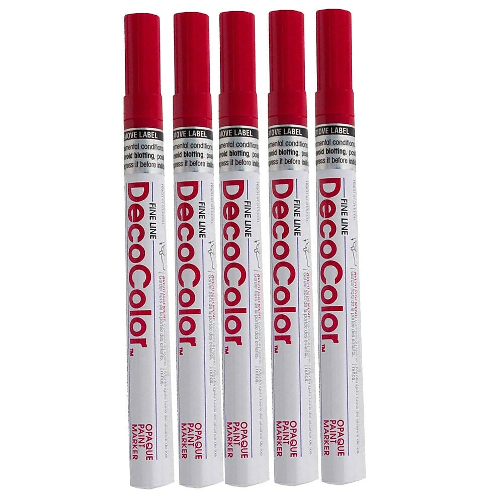 Image of Marvy Uchida Fine-Line Opaque Paint Markers - Crimson Lake Red - 5 Pack (7665893g)
