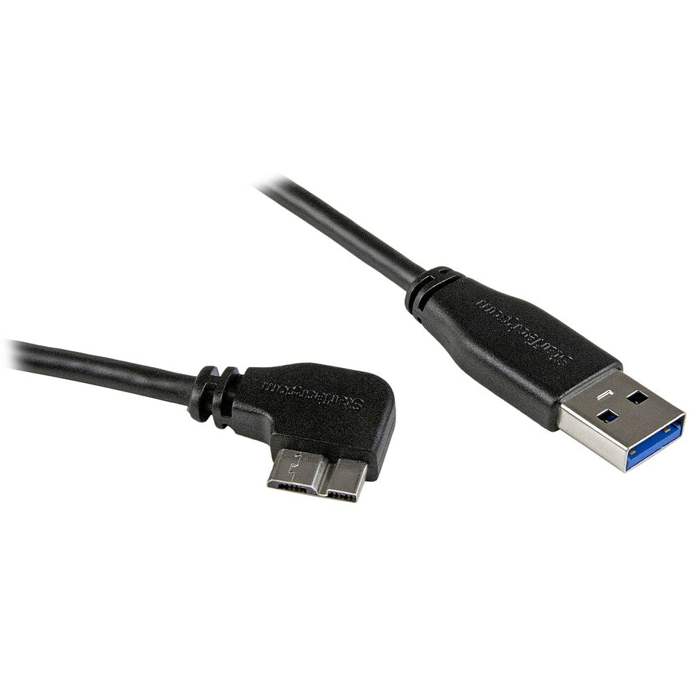 Image of StarTech Slim Micro-USB 3.0 Cable, M/M, Right-Angle Micro USB, 2m (6ft)
