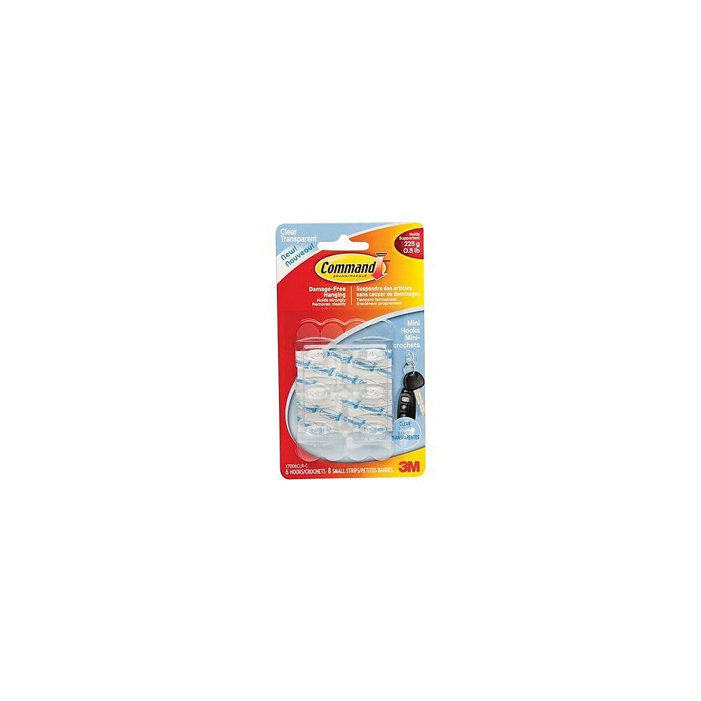 Image of Command Mini Clear Hooks with Clear Strips, 6 Pack