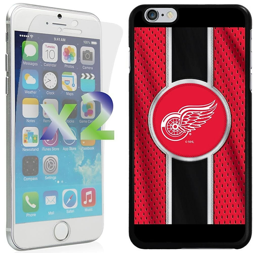 Image of Exian NHL Case and Screen Protector (2 Pack) for iPhone 6 Plus - Detroit Red Wings