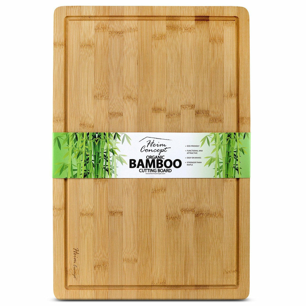 Image of Heim Concept Premium Bamboo Large Cutting Board and Serving Tray Drip Groove