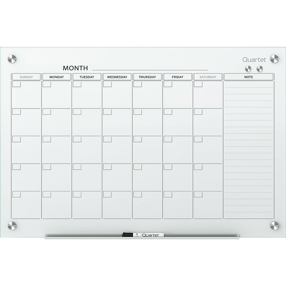 Image of Quartet Infinity Magnetic Glass Dry-Erase Calendar Board, 36" x 24" (20078)