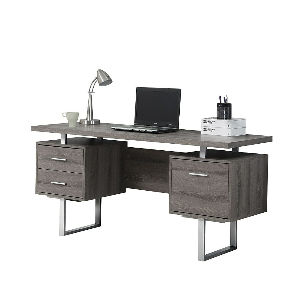 Image of Monarch Specialties - 7082 Computer Desk - Home Office - Laptop - Storage Drawers - 60"L - Work - Metal - Brown