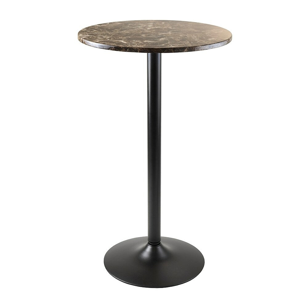 Image of Winsome Cora Bar Height Round Pub Table, Faux Marble Top, Black Base