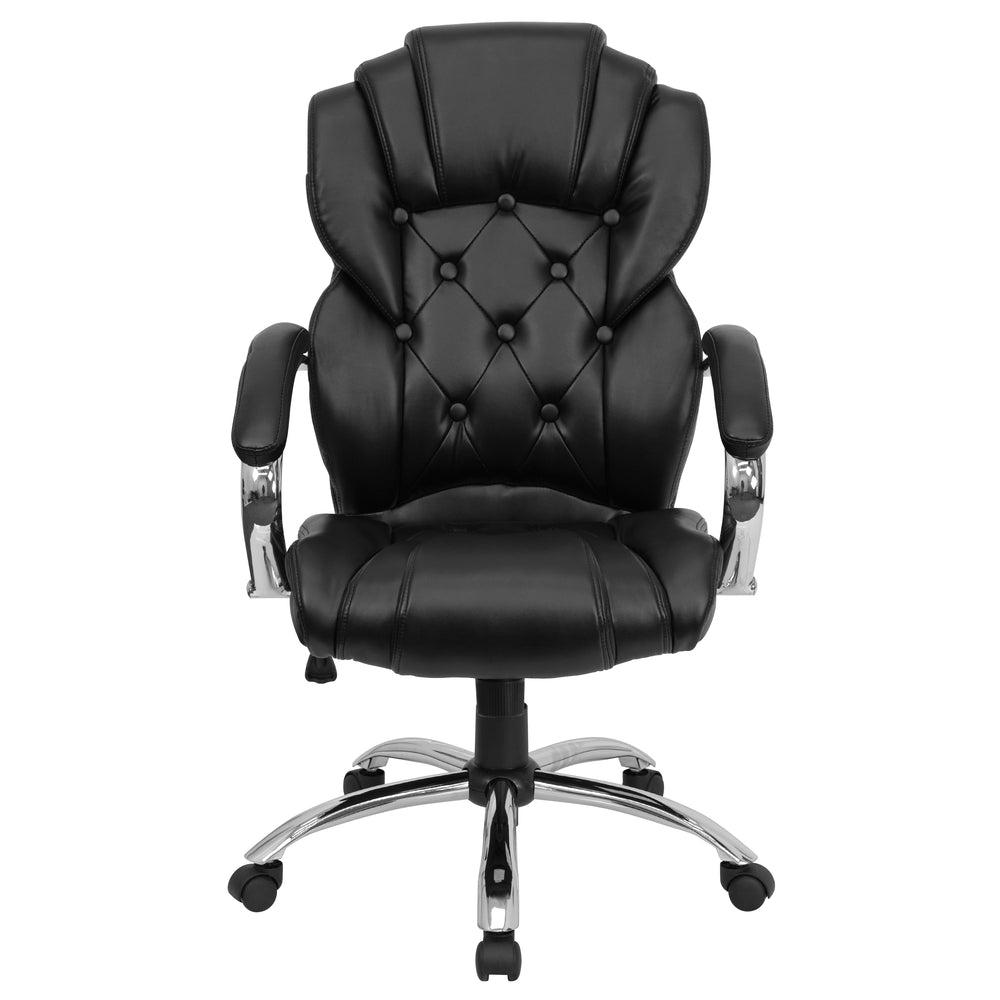 Image of Flash Furniture High Back Transitional Style Black Leather Executive Swivel Office Chair with Arms