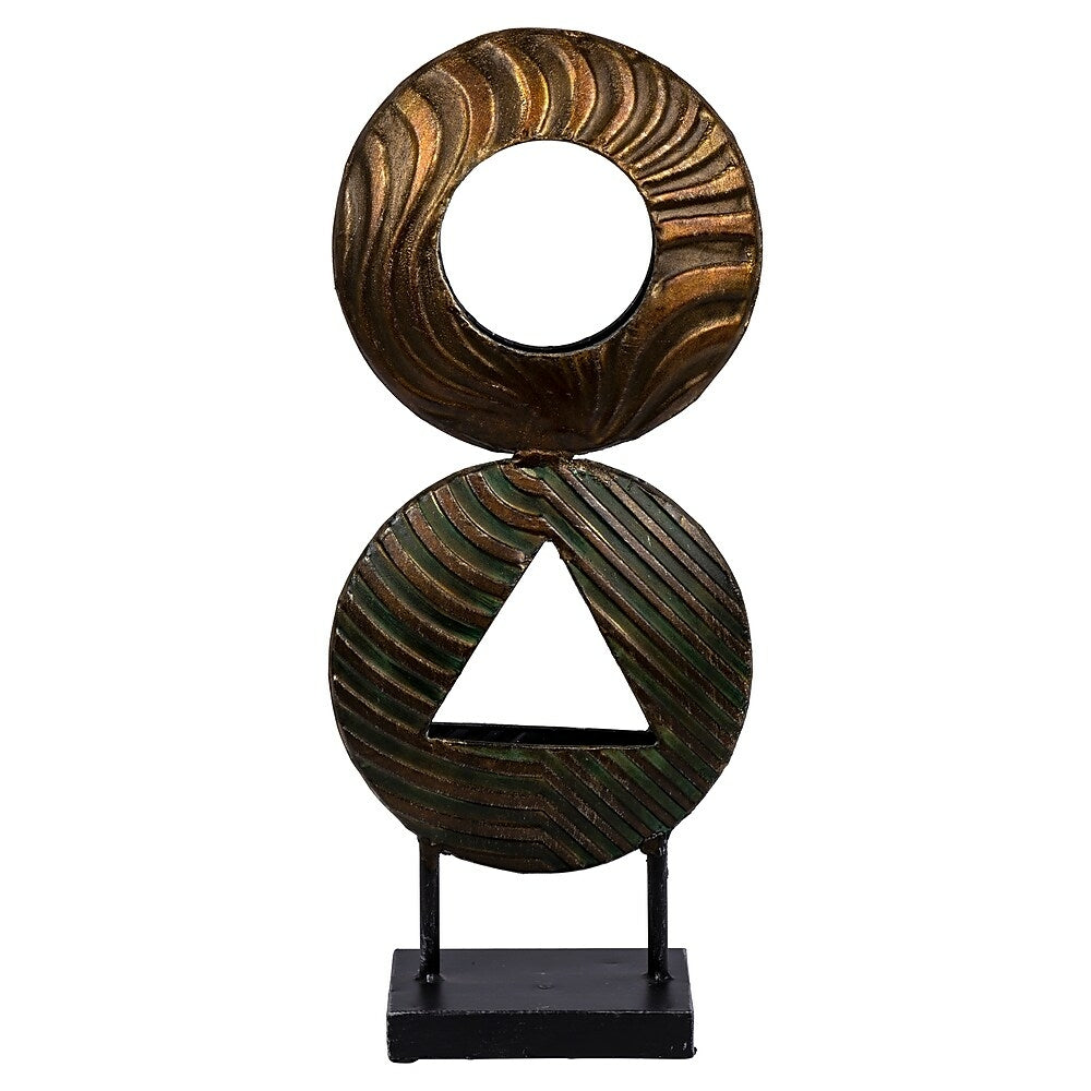 Image of Truu Design Metal Twin Circle Sculpture, 8.5 x 19.5 inches, Antique Bronze