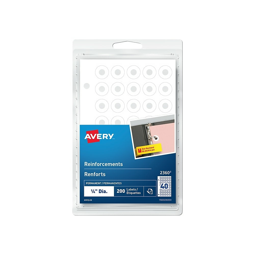 Image of Avery White Self-Adhesive Reinforcements, 200 Pack