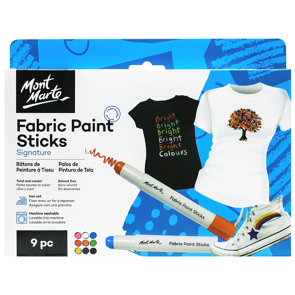 Image of Mont Marte Fabric Paint Sticks - 9 Assorted Colours