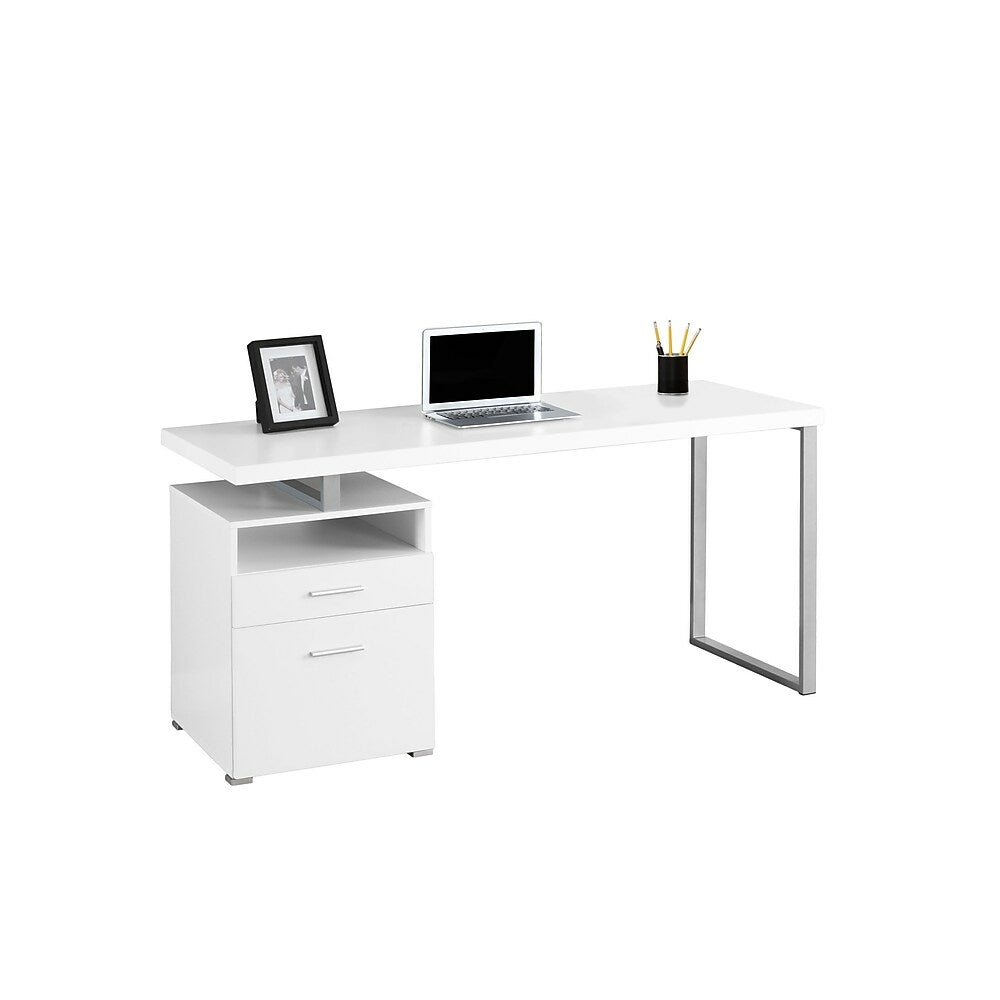 Image of Monarch Specialties - 7144 Computer Desk - Home Office - Laptop - Storage Drawers - 60"L - Work - Metal - White