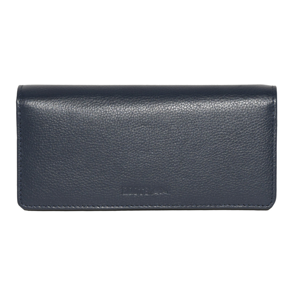 Image of Roots Ladies Leather Expander Clutch Wallet - Navy