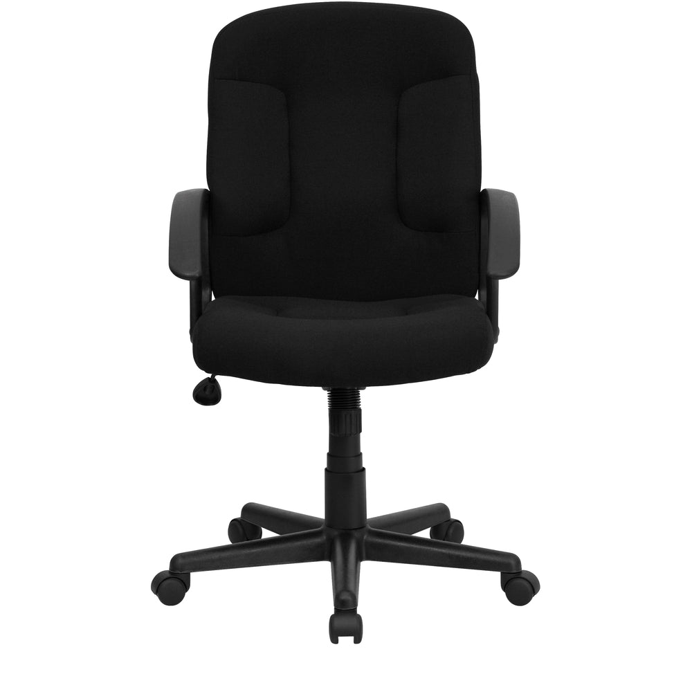 Image of Flash Furniture Mid-Back Black Fabric Executive Swivel Chair with Nylon Arms