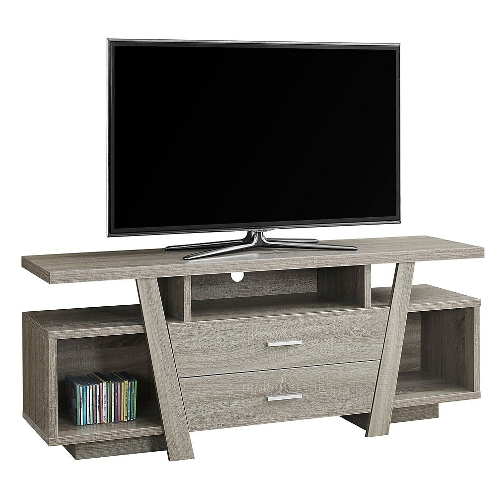Image of Monarch Specialties - 2721 Tv Stand - 60 Inch - Console - Storage Drawers - Living Room - Bedroom - Laminate - Brown