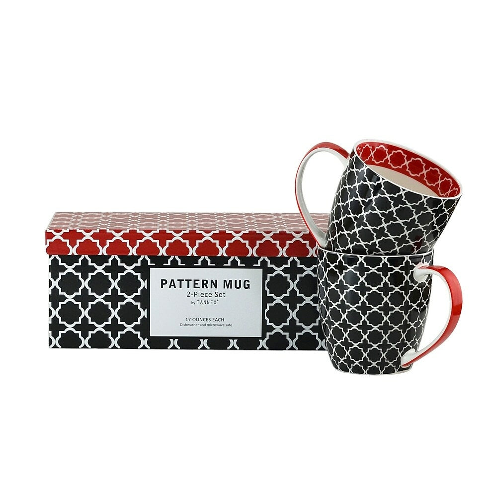 Image of Tannex Pattern Mug Set with Gift Box, Black, 4 Pack, 17oz
