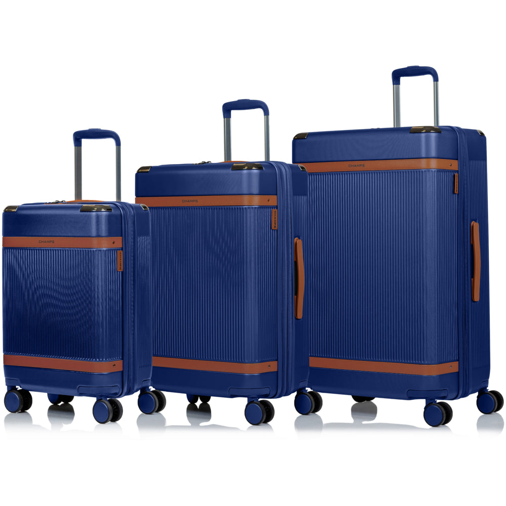Image of Champs Vintage Air 3-Piece Hardside Luggage Set - Blue